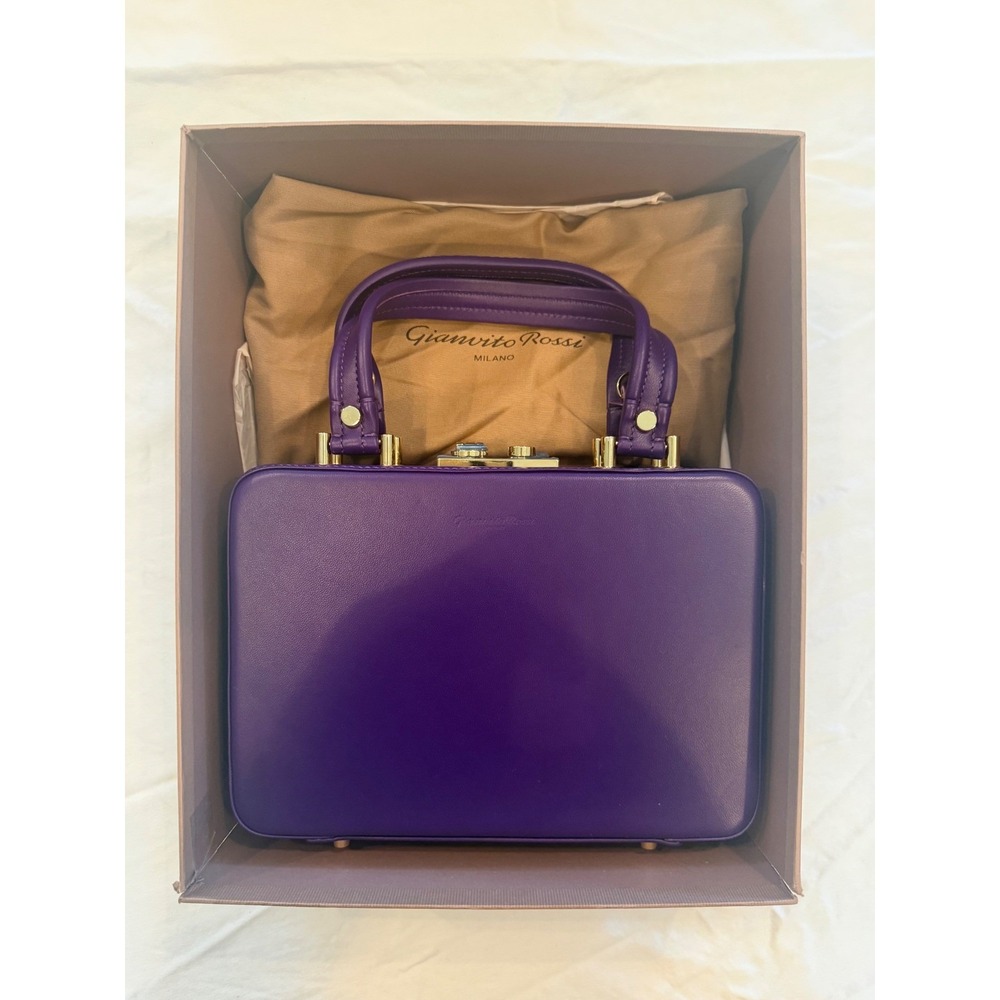 Gianvito Rossi $2500 NEW Purple Leather Box Bag Satchel & Crossbody